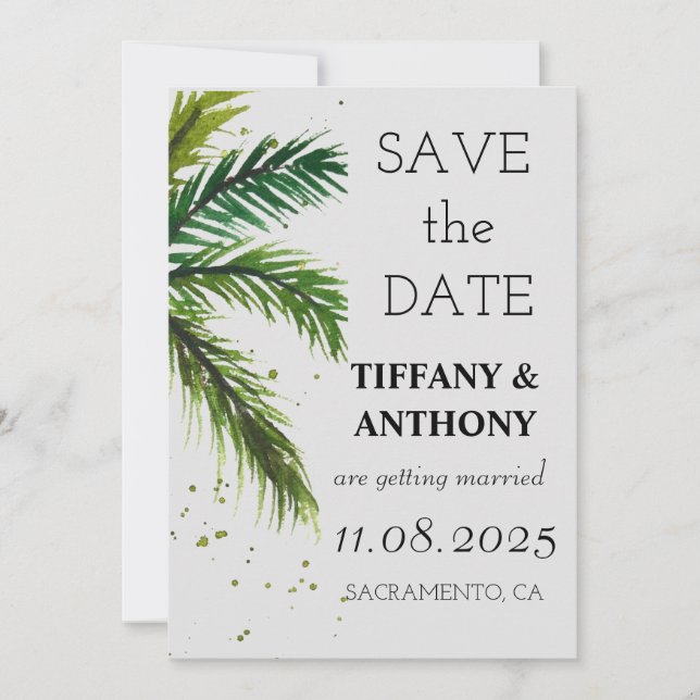 Save The Date Mariage Moderne d'Été sur la Plage Océane (Devant)