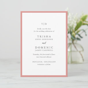 Save The Date Mariage Moderne Élégant Monogramme Rose Corail