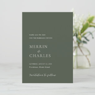 Save The Date Mariage Moderne Élégant Vert Olive