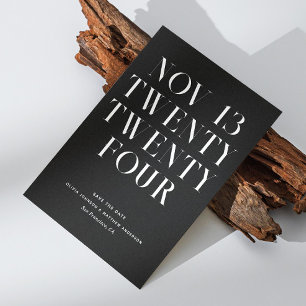 Save The Date Mariage Moderne en Noir et Blanc. Formel Minimalis