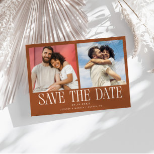 Save The Date Mariage Moderne en Terracotta avec 2 Photos