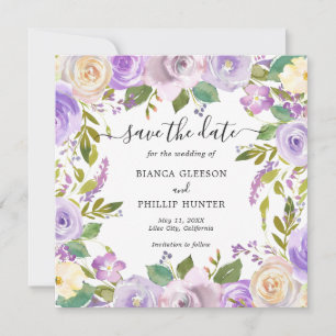 Save The Date Mariage moderne Lavender Floral Élégant