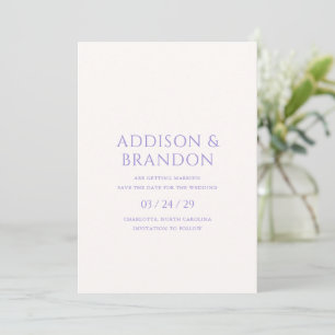 Save The Date Mariage moderne lilas élégant