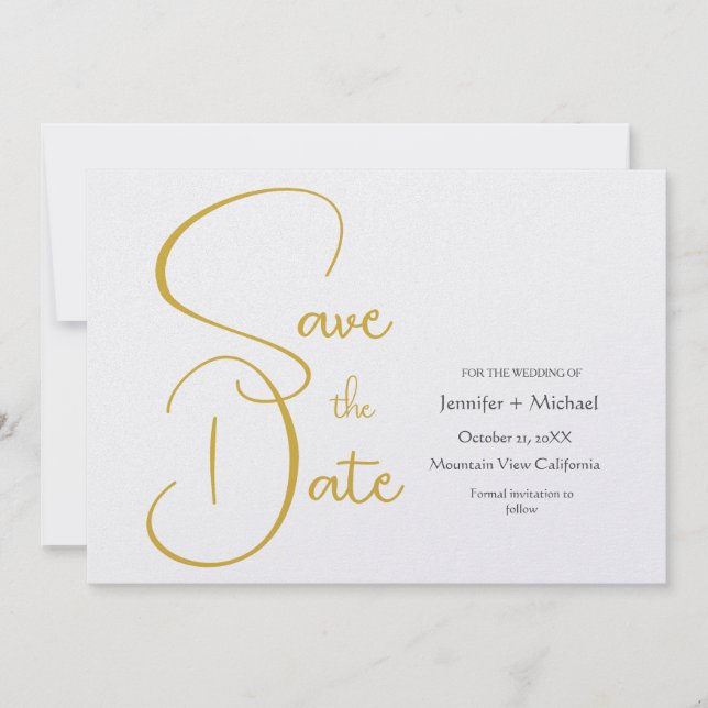 Save The Date Mariage Moderne Minimaliste Écriture Calligraphiqu (Devant)