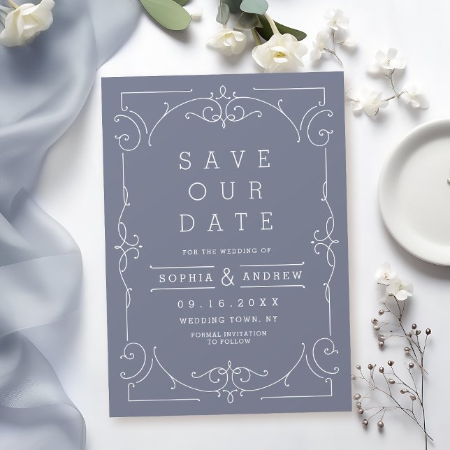 Save The Date Mariage moderne moderne gris élégant classique enr (Gray elegant modern classic wedding save the date)