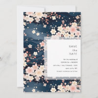 Mariage Moderne Navy Vagues Fleur de Cerisier