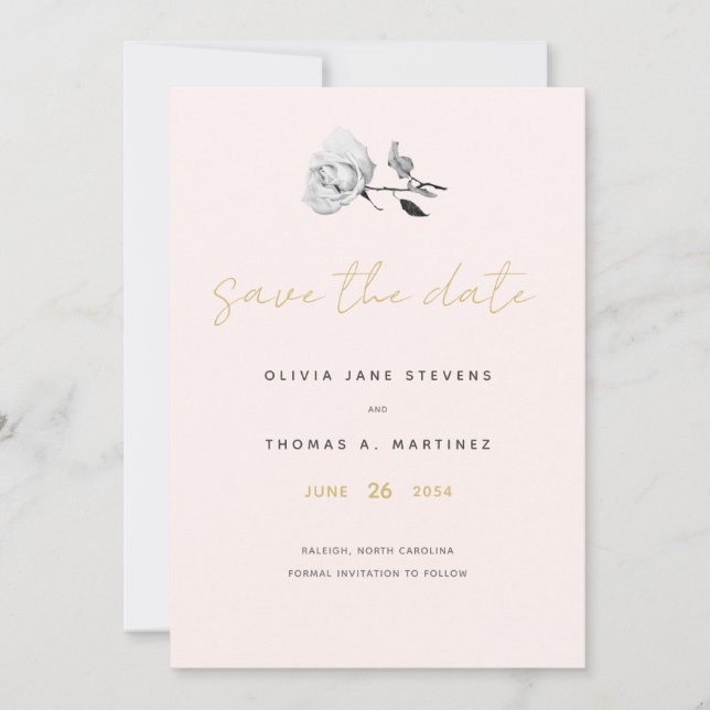 Save The Date Mariage moderne noir blanc or noir (Devant)