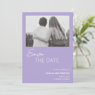 Save The Date Mariage Moderne Photo Minimaliste Lilas