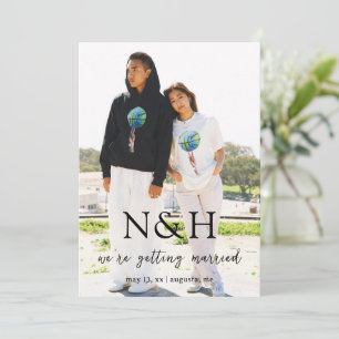Save The Date Mariage Moderne Photo Monogramme Gras