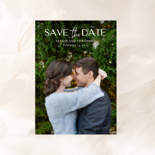 Save The Date Mariage moderne photo noir et blanc chic