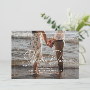 Save The Date Mariage moderne photo noir et blanc chic