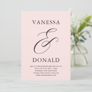 Save The Date Mariage Moderne Rose Pâle de Vanessa