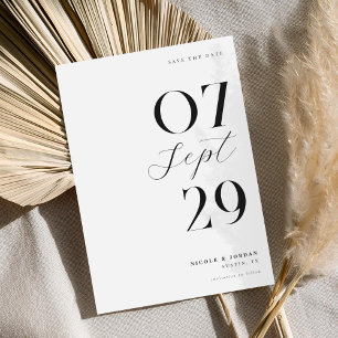 Save The Date Mariage Moderne Simple et Chic Noir et Blanc
