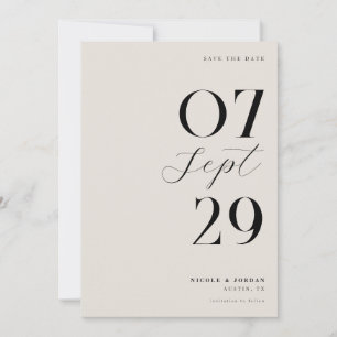 Save The Date Mariage Moderne Simple et Chic Noir et Ivoire