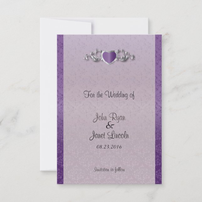 Save The Date Mariage moderne tendance dans un Amethyst Purple D (Devant)