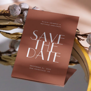 Save The Date Mariage Moderne Terracotta Profond   Photo Terreus