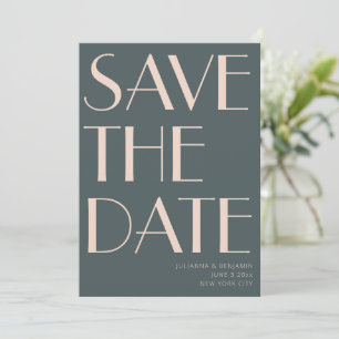 Save The Date Mariage Moderne Typographie Gras Fard à Joues Vert
