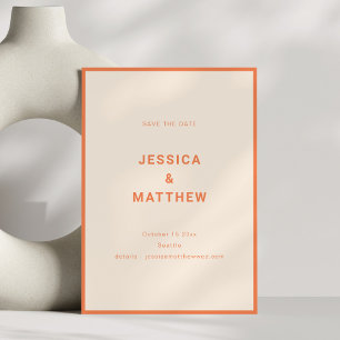 Save The Date Mariage Moderne Typographie Minimaliste Orange
