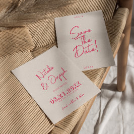 Save The Date Mariage moderne Whimsical rose vif rétro tendance