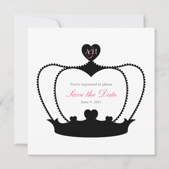 Save The Date Mariage Monogram B&W Enregistrer la date Annonce (Devant)