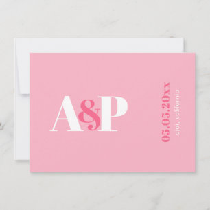 Save The Date Mariage Monogramme Magenta Rose Typographie Vibran
