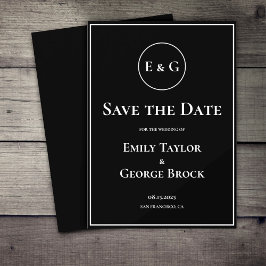 Save The Date Mariage Monogramme Noir Et Blanc Simple