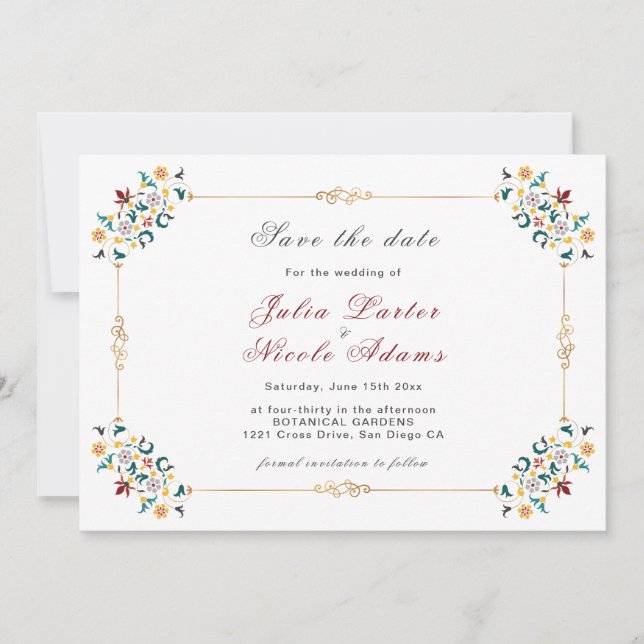 Save The Date Mariage Motif classique complexe de géométrie vint (Devant)