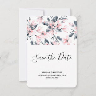 Save The Date Mariage Motif rose et gris Floral