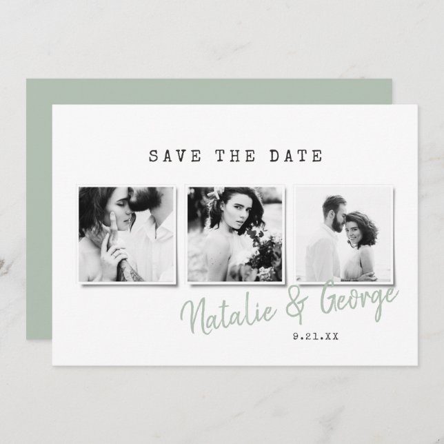 Save The Date Mariage multiphoto moderne minimaliste élégant (Devant / Derrière)