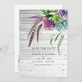 Save The Date Mariage mystique boho rustique avec plantes succul