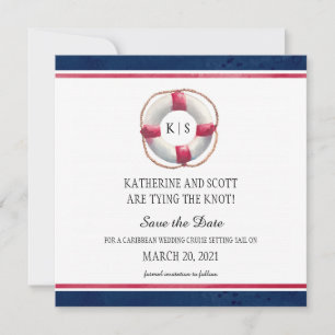 Save The Date Mariage nautique avec préservateur de vie peint à