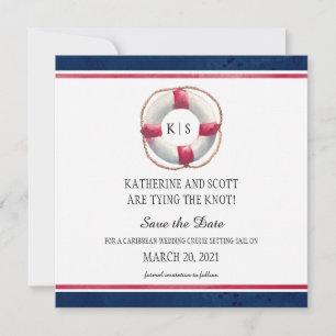 Save The Date Mariage nautique avec préservateur de vie peint à