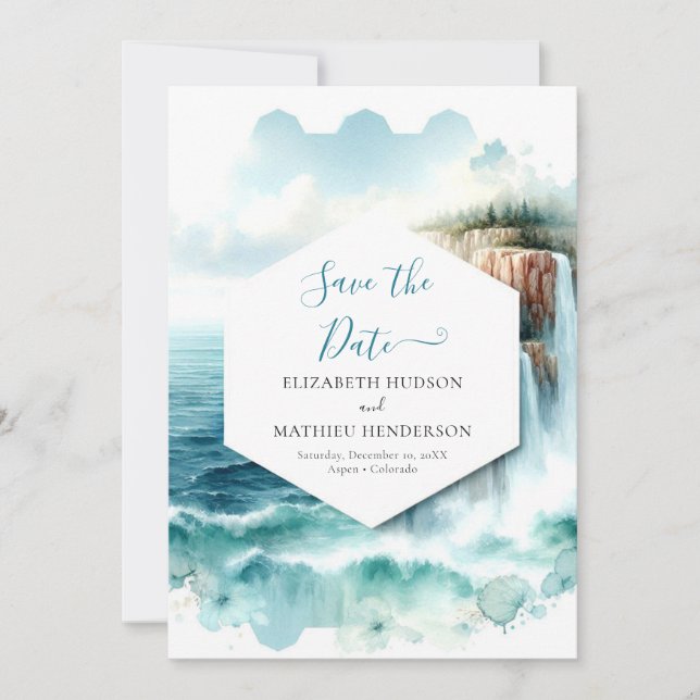 Save The Date Mariage nautique Boho Waves (Devant)