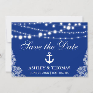 Save The Date Mariage nautique Lumières & dentelle Enregistrer l