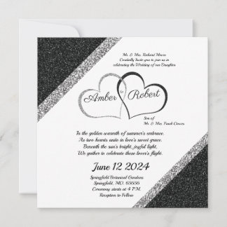 Save The Date Mariage Noir & Argent enregistrer la date avec poè