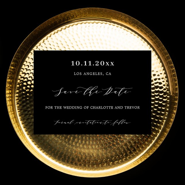 Save The Date Mariage noir blanc script moderne (Créateur téléchargé)