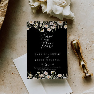 Save The Date Mariage noir classique Boho Blush Fleur sauvage
