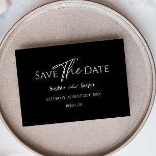 Save The Date Mariage Noir Classique Moderne Plat Enregistrer La
