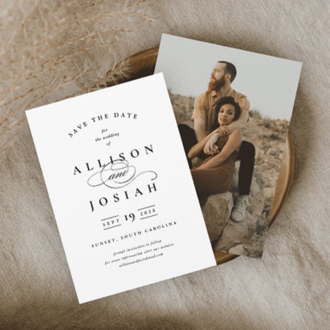 Save The Date Mariage noir et blanc classique (Créateur téléchargé)