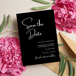 Save The Date Mariage noir et blanc élégant et moderne