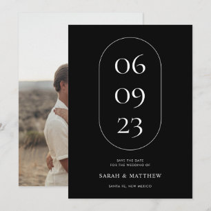 Save The Date Mariage noir et blanc minimaliste unique
