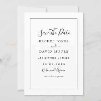 Save The Date Mariage Noir Et Blanc Moderne