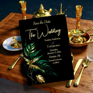Save The Date Mariage noir minimaliste en or