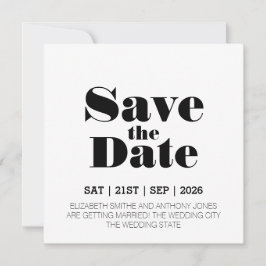 Save The Date Mariage noir moderne