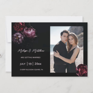 Save The Date Mariage noir romantique sombre