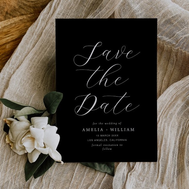 Save The Date mariage noir simple Enregistrer la date (Créateur téléchargé)