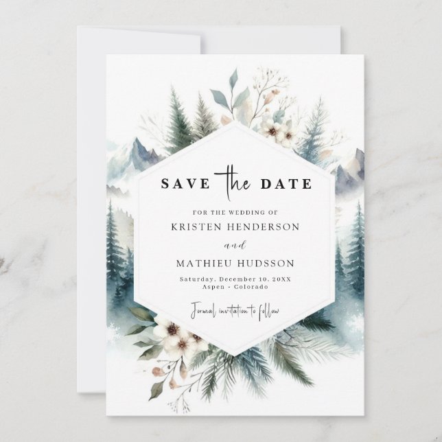 Save The Date Mariage non photo Whimsical Mountain (Devant)