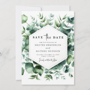 Save The Date Mariage numérique Eucalyptus Botanique