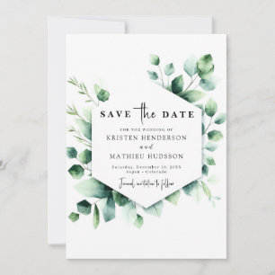Save The Date Mariage numérique Eucalyptus couleur d'eau romanti