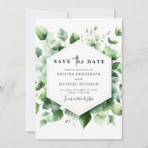 Save The Date Mariage numérique Eucalyptus Feuille moderne